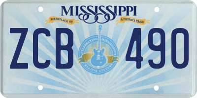 MS license plate ZCB490