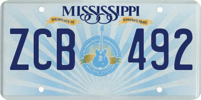 MS license plate ZCB492