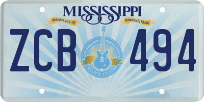 MS license plate ZCB494
