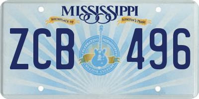 MS license plate ZCB496