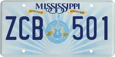 MS license plate ZCB501