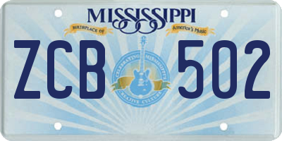 MS license plate ZCB502