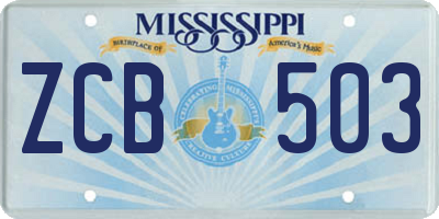 MS license plate ZCB503