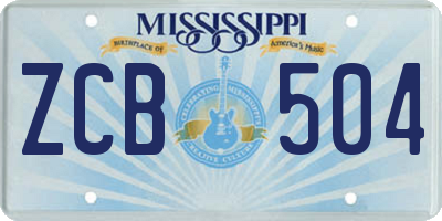 MS license plate ZCB504