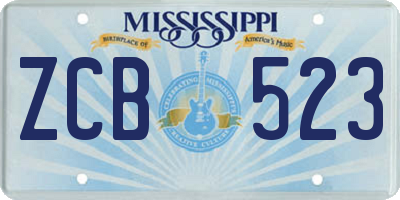 MS license plate ZCB523