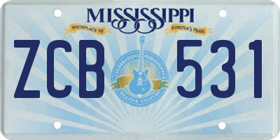 MS license plate ZCB531