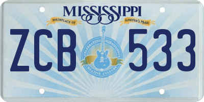 MS license plate ZCB533