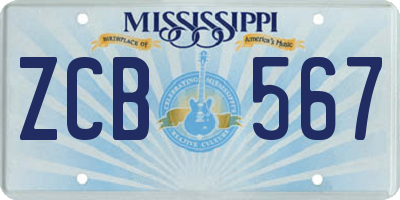 MS license plate ZCB567