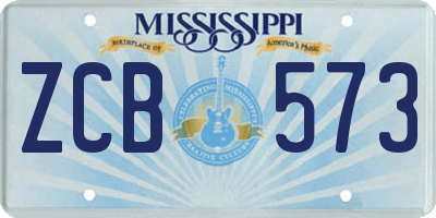 MS license plate ZCB573