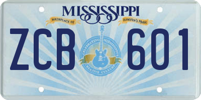 MS license plate ZCB601