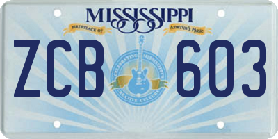 MS license plate ZCB603