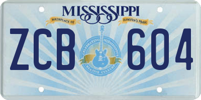 MS license plate ZCB604