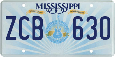 MS license plate ZCB630