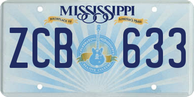 MS license plate ZCB633