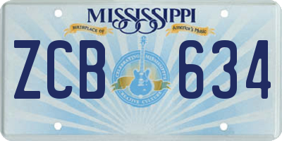 MS license plate ZCB634
