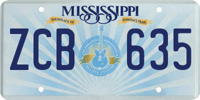 MS license plate ZCB635