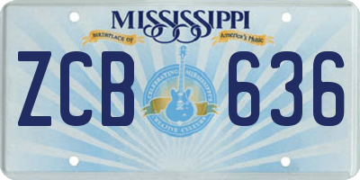 MS license plate ZCB636