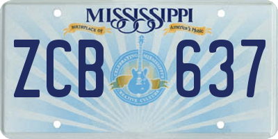 MS license plate ZCB637