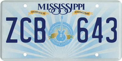 MS license plate ZCB643
