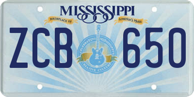 MS license plate ZCB650