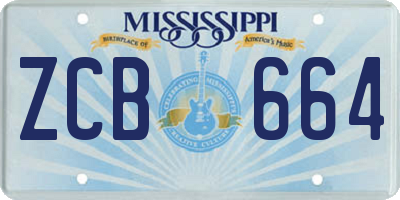 MS license plate ZCB664