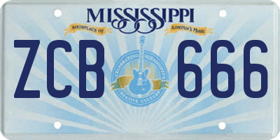 MS license plate ZCB666