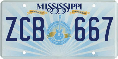 MS license plate ZCB667