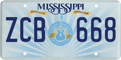 MS license plate ZCB668