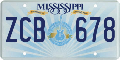 MS license plate ZCB678