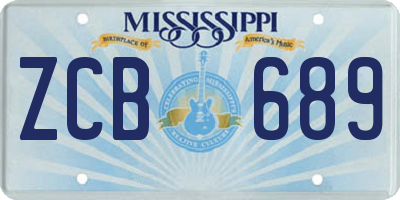 MS license plate ZCB689