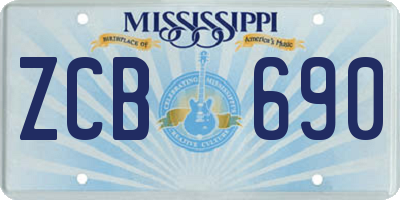 MS license plate ZCB690