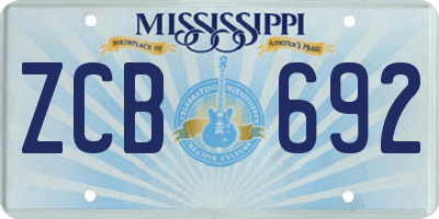 MS license plate ZCB692