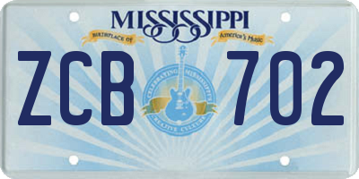 MS license plate ZCB702