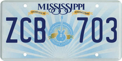 MS license plate ZCB703