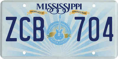 MS license plate ZCB704