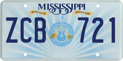 MS license plate ZCB721