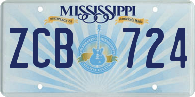 MS license plate ZCB724