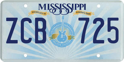 MS license plate ZCB725