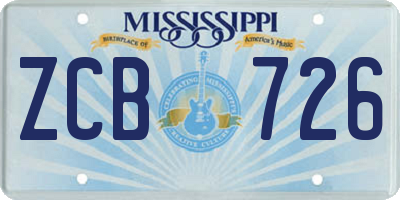 MS license plate ZCB726
