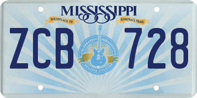 MS license plate ZCB728