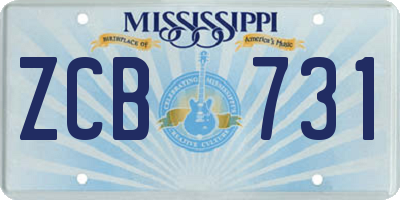 MS license plate ZCB731