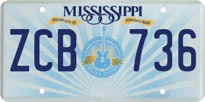 MS license plate ZCB736