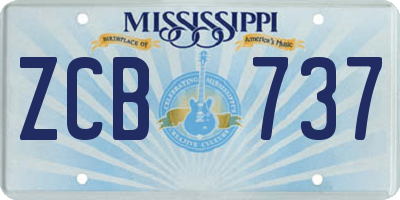 MS license plate ZCB737