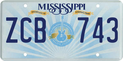 MS license plate ZCB743