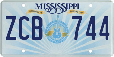 MS license plate ZCB744
