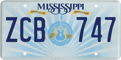 MS license plate ZCB747