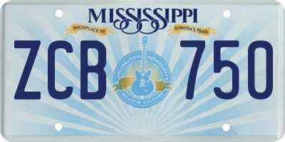MS license plate ZCB750
