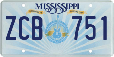 MS license plate ZCB751