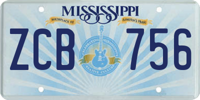 MS license plate ZCB756