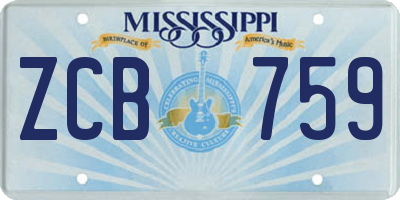 MS license plate ZCB759